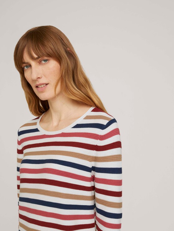 simple sweatshirt - Women - multicolor ottoman stripe simple sweatshirt - Women - multicolor ottoman stripe - 9 - TOM TAILOR