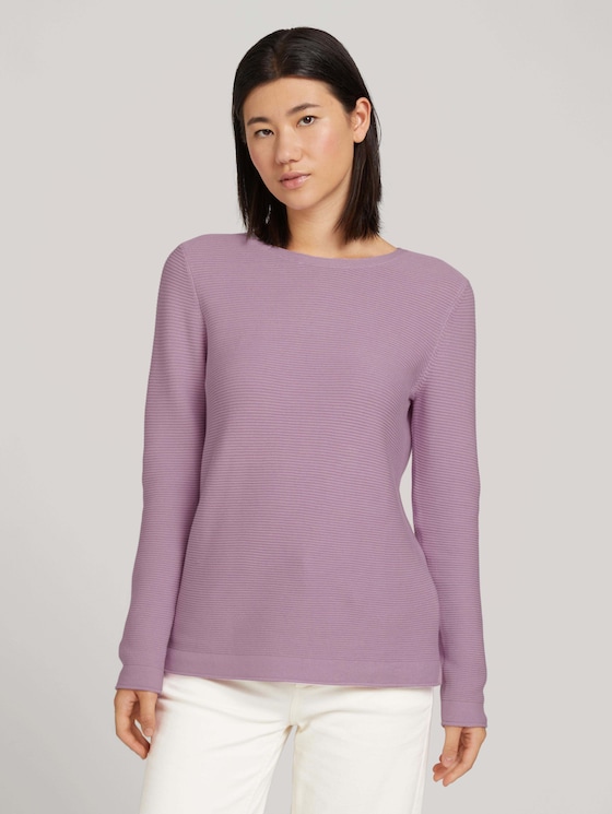 Strickpullover mit Rundhalsausschnitt - Frauen - iris flower Strickpullover mit Rundhalsausschnitt - Frauen - iris flower - 1 - TOM TAILOR
