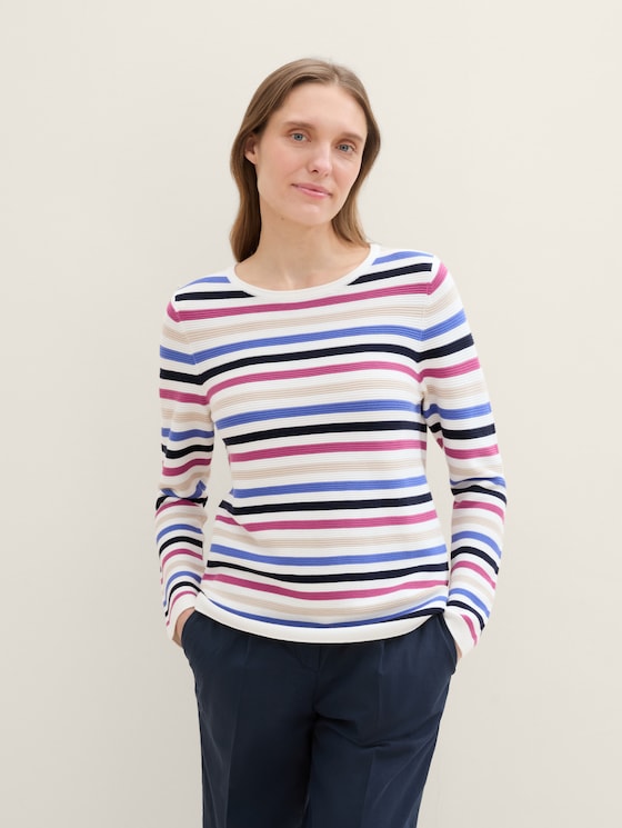 Strickpullover aus Bio-Baumwolle von Women, colorful knit stripe design