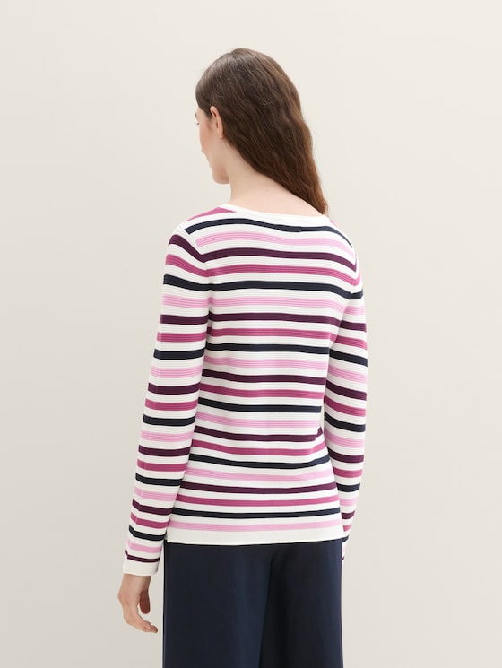 Organic cotton knit jumper by Women, berry knit stripe design