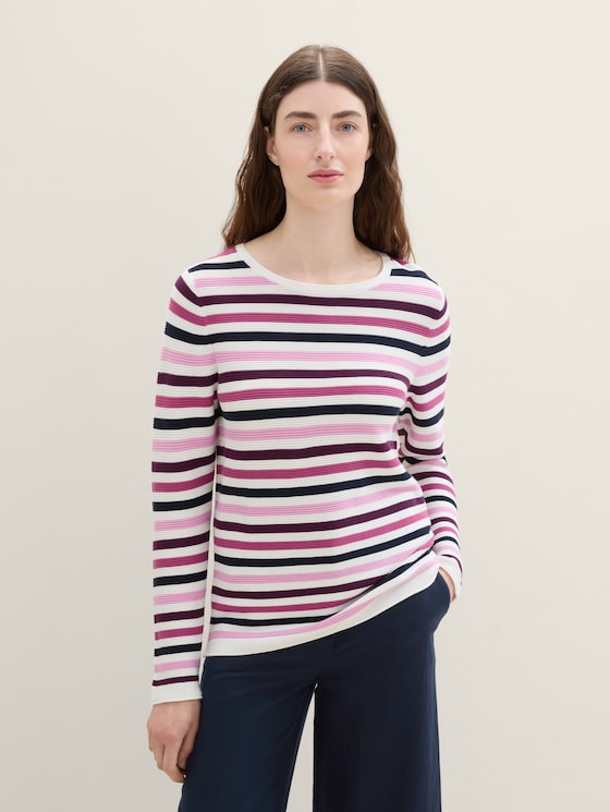 Pull en coton biologique par Women, berry knit stripe design