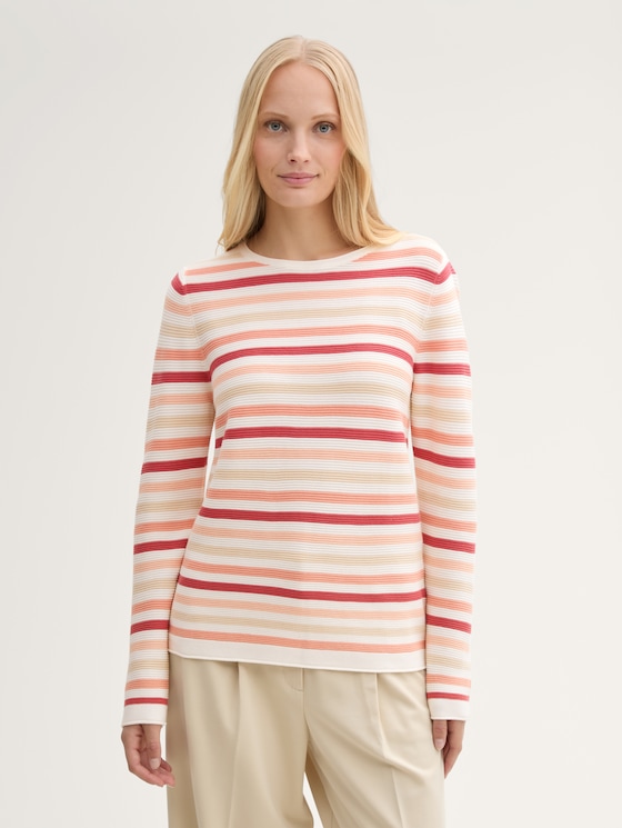 Pull en coton biologique par Women, peachy knit stripe design