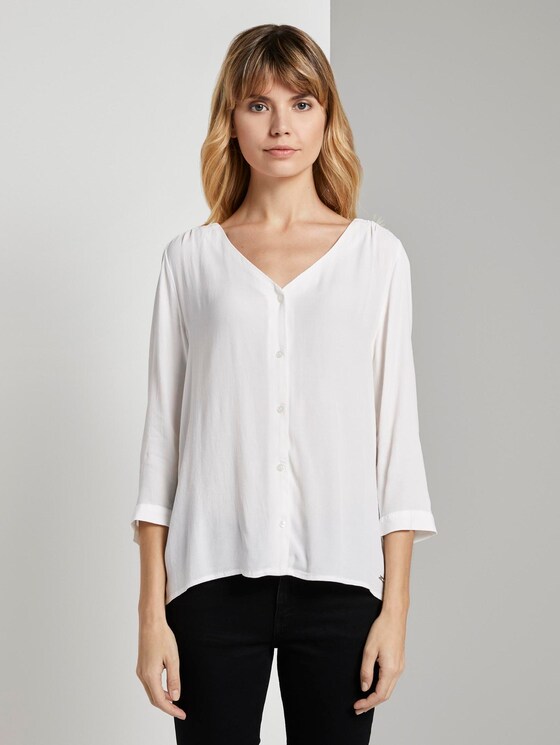 Blusenshirt mit Knopfleiste - Frauen - Off White Blusenshirt mit Knopfleiste - Frauen - Off White - 1 - TOM TAILOR Denim