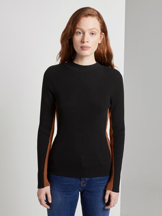 Lange mouwen shirt met geribde structuur - Vrouwen - Deep Black Lange mouwen shirt met geribde structuur - Vrouwen - Deep Black - 1 - TOM TAILOR Denim