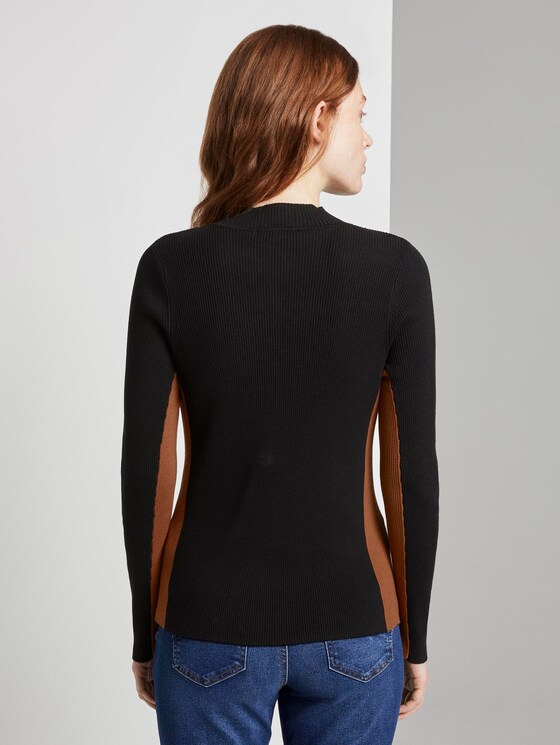 Lange mouwen shirt met geribde structuur - Vrouwen - Deep Black Lange mouwen shirt met geribde structuur - Vrouwen - Deep Black - 2 - TOM TAILOR Denim