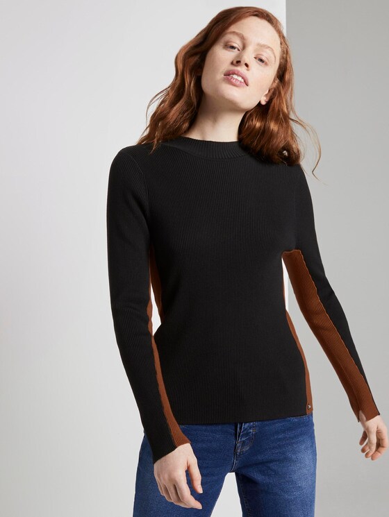 Lange mouwen shirt met geribde structuur - Vrouwen - Deep Black Lange mouwen shirt met geribde structuur - Vrouwen - Deep Black - 5 - TOM TAILOR Denim