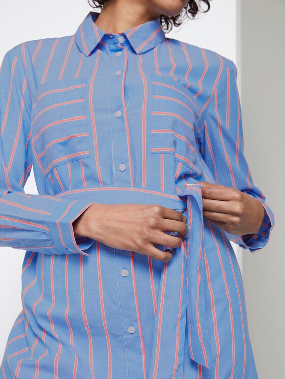 Gestreiftes Hemdkleid mit Gürtel - Frauen - blue white orange stripe Gestreiftes Hemdkleid mit Gürtel - Frauen - blue white orange stripe - 10 - Mine to five