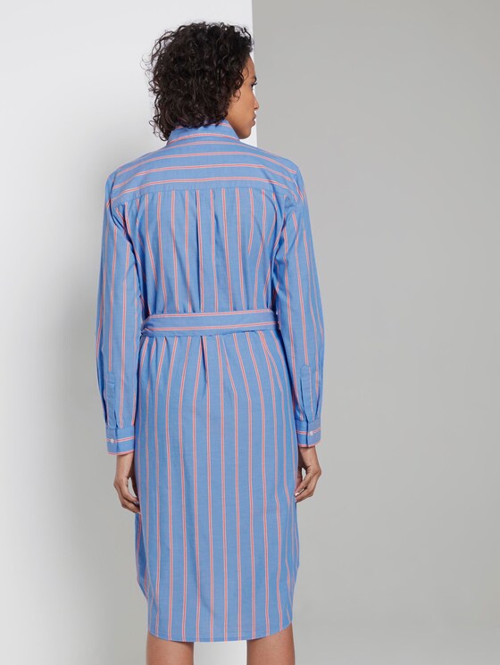Gestreiftes Hemdkleid mit Gürtel - Frauen - blue white orange stripe Gestreiftes Hemdkleid mit Gürtel - Frauen - blue white orange stripe - 2 - Mine to five