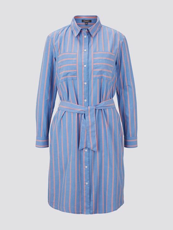 Gestreiftes Hemdkleid mit Gürtel - Frauen - blue white orange stripe Gestreiftes Hemdkleid mit Gürtel - Frauen - blue white orange stripe - 7 - Mine to five