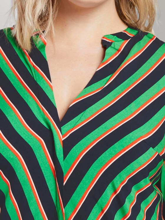 Bluse aus Viskose mit V-Ausschnitt - Frauen - navy base mutlicolor stripe Bluse aus Viskose mit V-Ausschnitt - Frauen - navy base mutlicolor stripe - 10 - My True Me