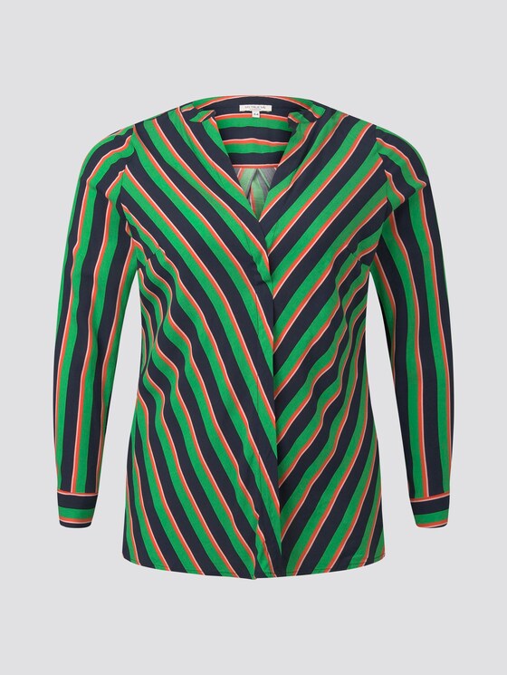 Bluse aus Viskose mit V-Ausschnitt - Frauen - navy base mutlicolor stripe Bluse aus Viskose mit V-Ausschnitt - Frauen - navy base mutlicolor stripe - 7 - My True Me