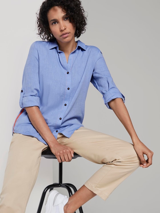 Bluse mit Kontrast-Tape - Frauen - sicilian blue Bluse mit Kontrast-Tape - Frauen - sicilian blue - 5 - Mine to five