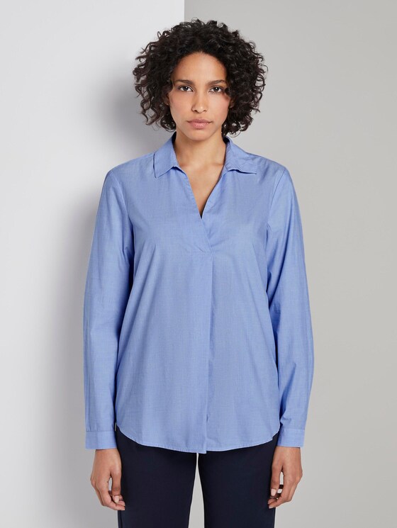 Schlichte Tunika-Bluse - Frauen - Light Blue Chambray Schlichte Tunika-Bluse - Frauen - Light Blue Chambray - 1 - Mine to five