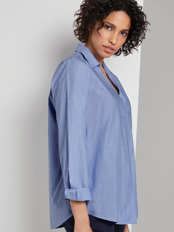 Schlichte Tunika-Bluse - Frauen - Light Blue Chambray Schlichte Tunika-Bluse - Frauen - Light Blue Chambray - 5 - Mine to five