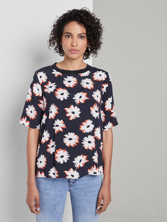 T-Shirt mit Blumenmuster - Frauen - navy floral design T-Shirt mit Blumenmuster - Frauen - navy floral design - 1 - Mine to five