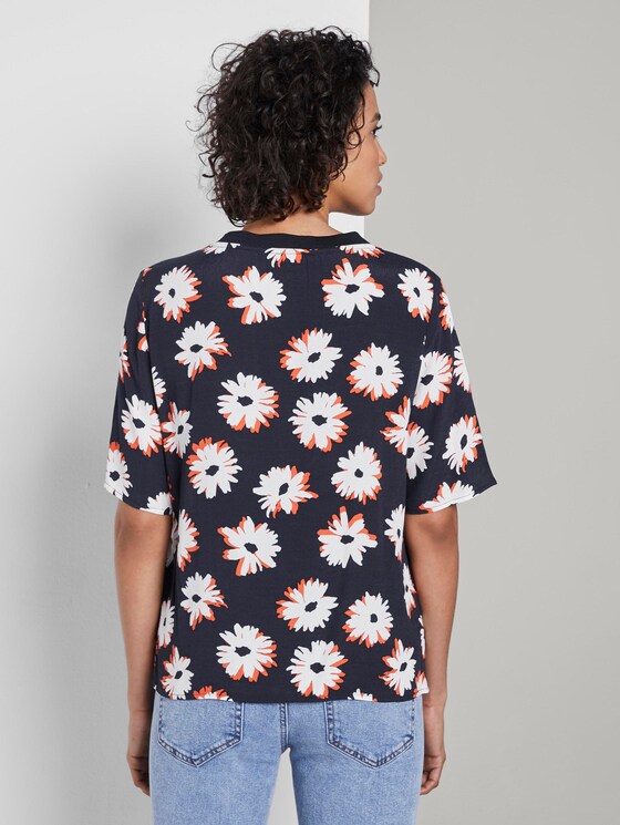 T-Shirt mit Blumenmuster - Frauen - navy floral design T-Shirt mit Blumenmuster - Frauen - navy floral design - 2 - Mine to five