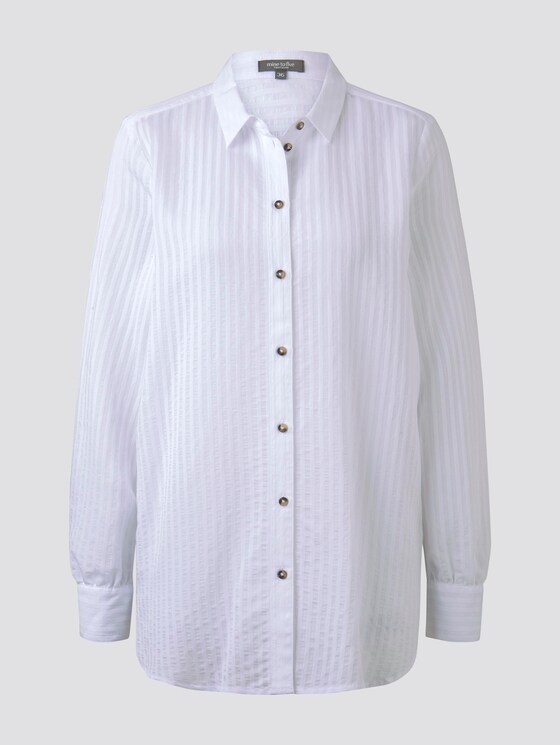 Textured blouse with a shirt collar - Women - White Textured blouse with a shirt collar - Women - White - 7 - Mine to five