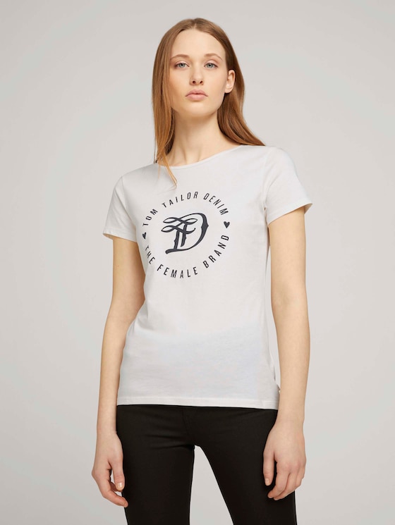 Jersey T-Shirt mit Print - Frauen - Gardenia White Jersey T-Shirt mit Print - Frauen - Gardenia White - 1 - TOM TAILOR Denim
