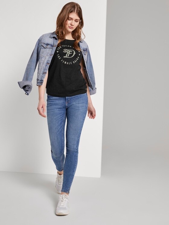 Jersey T-Shirt aus Bio-Baumwolle - Frauen - Shale Grey Melange Jersey T-Shirt aus Bio-Baumwolle - Frauen - Shale Grey Melange - 3 - TOM TAILOR Denim