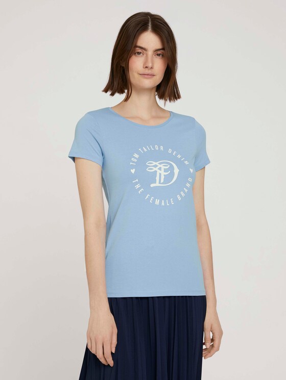 Jersey T-shirt with a print - Women - bel air blue Jersey T-shirt with a print - Women - bel air blue - 1 - TOM TAILOR Denim
