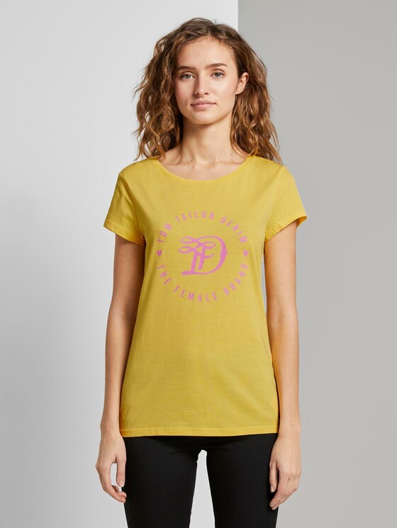 Jersey T-Shirt aus Bio-Baumwolle - Frauen - Golden Summer Yellow Jersey T-Shirt aus Bio-Baumwolle - Frauen - Golden Summer Yellow - 1 - TOM TAILOR Denim