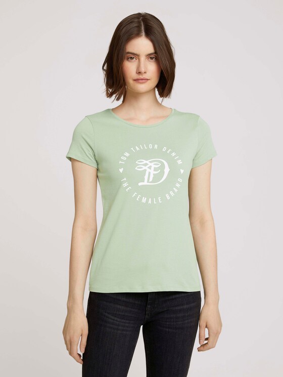 Jersey T-shirt with a print - Women - fresh mint green Jersey T-shirt with a print - Women - fresh mint green - 1 - TOM TAILOR Denim
