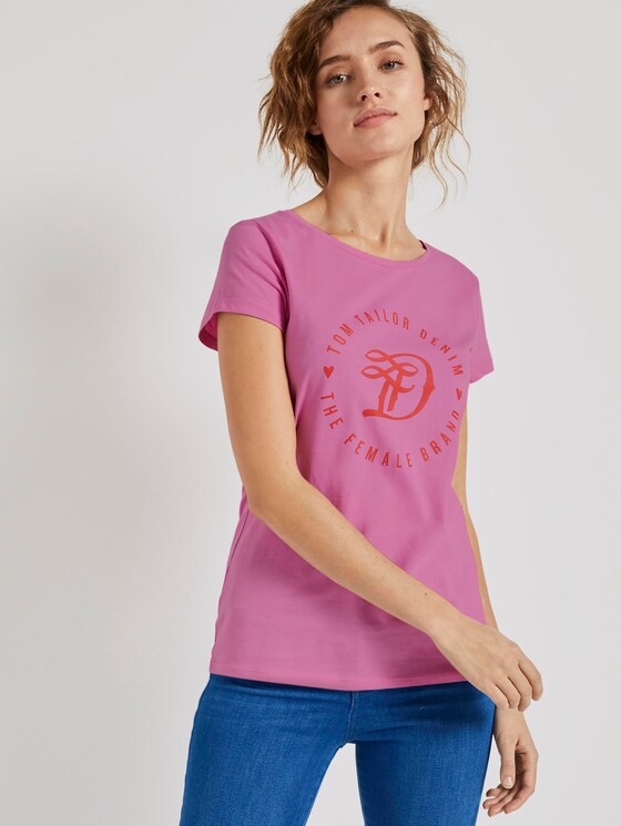 Jersey T-shirt with a print - Women - wild orchid pink Jersey T-shirt with a print - Women - wild orchid pink - 5 - TOM TAILOR Denim