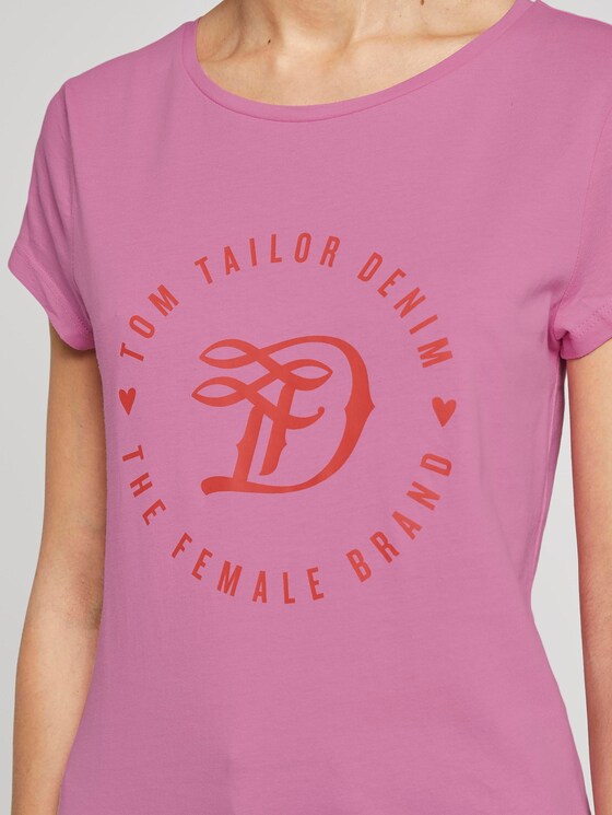 Jersey T-shirt with a print - Women - wild orchid pink Jersey T-shirt with a print - Women - wild orchid pink - 9 - TOM TAILOR Denim