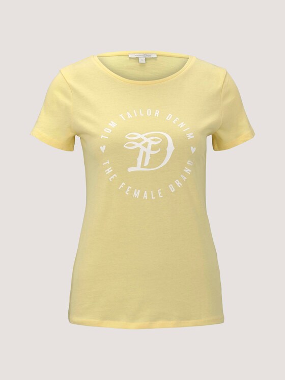 Jersey T-Shirt aus Bio-Baumwolle - Frauen - pale yellow white melange Jersey T-Shirt aus Bio-Baumwolle - Frauen - pale yellow white melange - 7 - TOM TAILOR Denim
