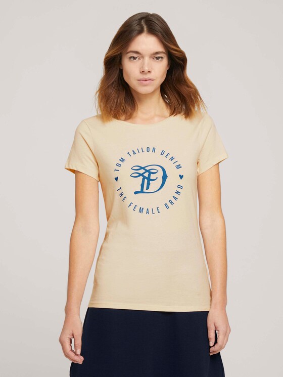 Jersey T-Shirt aus Bio-Baumwolle - Frauen - soft creme beige Jersey T-Shirt aus Bio-Baumwolle - Frauen - soft creme beige - 1 - TOM TAILOR Denim