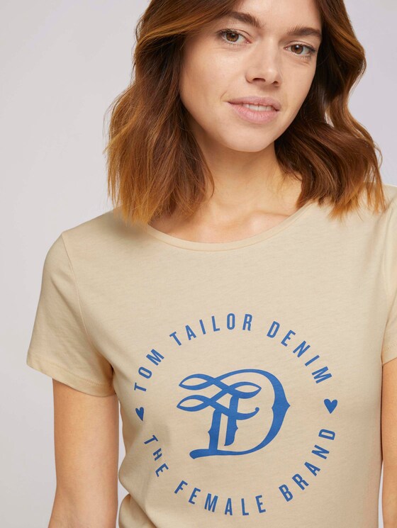 Jersey T-Shirt aus Bio-Baumwolle - Frauen - soft creme beige Jersey T-Shirt aus Bio-Baumwolle - Frauen - soft creme beige - 9 - TOM TAILOR Denim