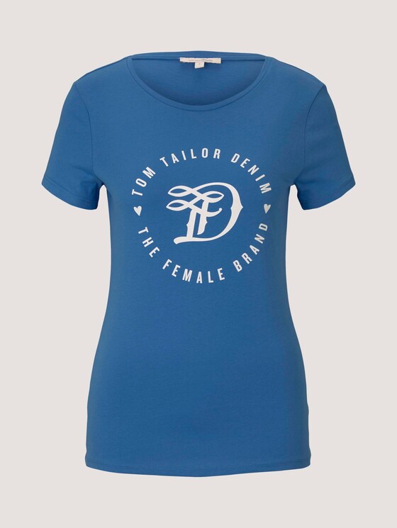 Jersey T-Shirt aus Bio-Baumwolle - Frauen - mid blue Jersey T-Shirt aus Bio-Baumwolle - Frauen - mid blue - 7 - TOM TAILOR Denim