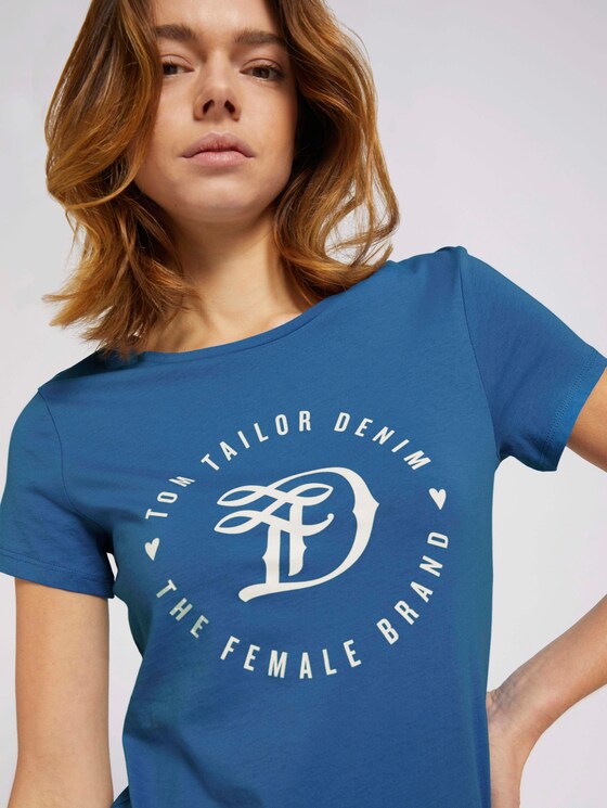 Jersey T-Shirt aus Bio-Baumwolle - Frauen - mid blue Jersey T-Shirt aus Bio-Baumwolle - Frauen - mid blue - 9 - TOM TAILOR Denim