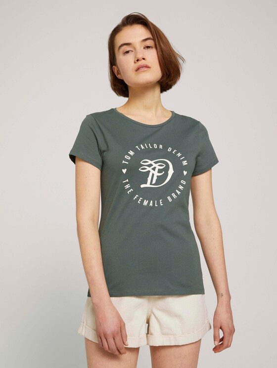 Jersey T-Shirt aus Bio-Baumwolle - Frauen - dusty pine green Jersey T-Shirt aus Bio-Baumwolle - Frauen - dusty pine green - 1 - TOM TAILOR Denim