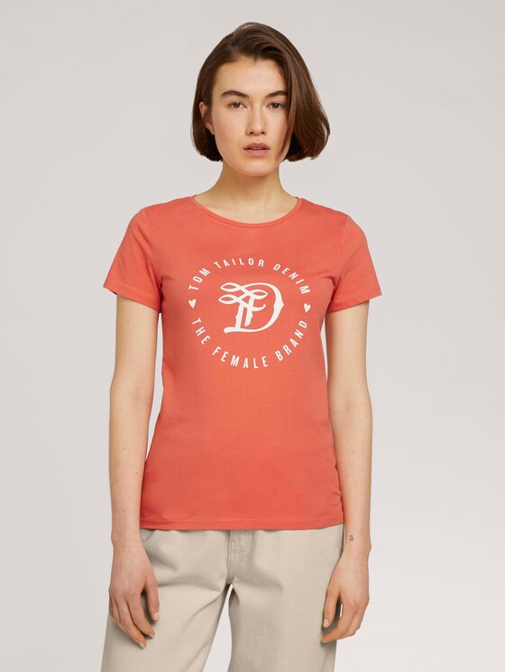 Jersey T-Shirt aus Bio-Baumwolle - Frauen - sundown coral Jersey T-Shirt aus Bio-Baumwolle - Frauen - sundown coral - 1 - TOM TAILOR Denim