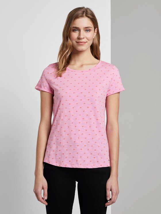 T-Shirt mit Allover Logo-Print - Frauen - pink logo print T-Shirt mit Allover Logo-Print - Frauen - pink logo print - 1 - TOM TAILOR Denim