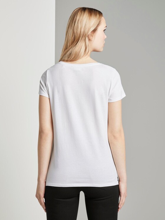Cut-Out T-Shirt mit Bio-Baumwolle - Frauen - Off White Cut-Out T-Shirt mit Bio-Baumwolle - Frauen - Off White - 2 - TOM TAILOR Denim