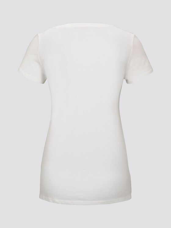 Cut-Out T-Shirt mit Bio-Baumwolle - Frauen - Off White Cut-Out T-Shirt mit Bio-Baumwolle - Frauen - Off White - 8 - TOM TAILOR Denim