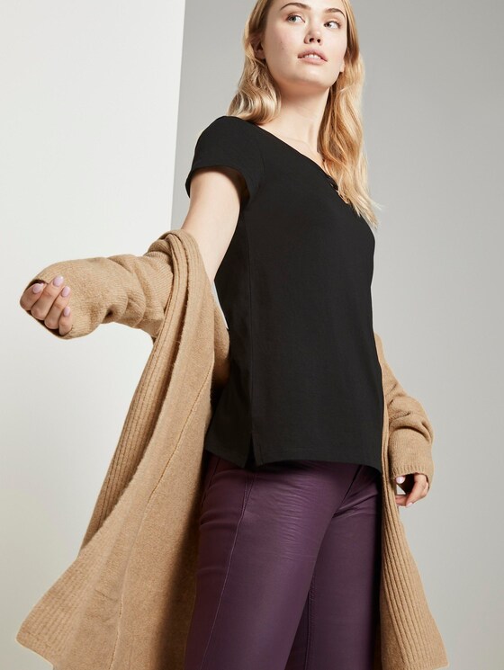 Cut-Out T-Shirt mit Bio-Baumwolle - Frauen - Deep Black Cut-Out T-Shirt mit Bio-Baumwolle - Frauen - Deep Black - 5 - TOM TAILOR Denim