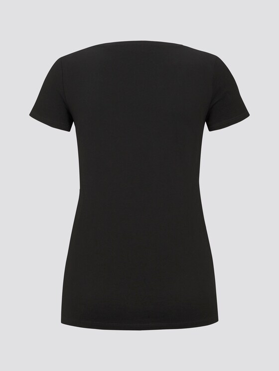 Cut-Out T-Shirt mit Bio-Baumwolle - Frauen - Deep Black Cut-Out T-Shirt mit Bio-Baumwolle - Frauen - Deep Black - 8 - TOM TAILOR Denim
