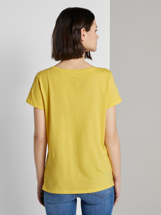 Biologisch T-shirt met vetersluiting - Vrouwen - Golden Summer Yellow Biologisch T-shirt met vetersluiting - Vrouwen - Golden Summer Yellow - 2 - TOM TAILOR Denim