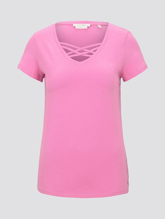 Biologisch T-shirt met vetersluiting - Vrouwen - wild orchid pink Biologisch T-shirt met vetersluiting - Vrouwen - wild orchid pink - 7 - TOM TAILOR Denim