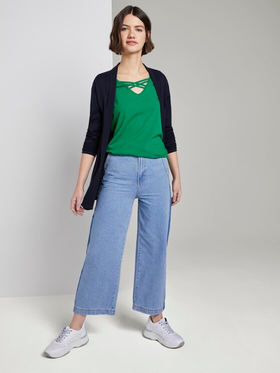 Organic T-shirt with lacing - Women - fresh bright green Organic T-shirt with lacing - Women - fresh bright green - 3 - TOM TAILOR Denim