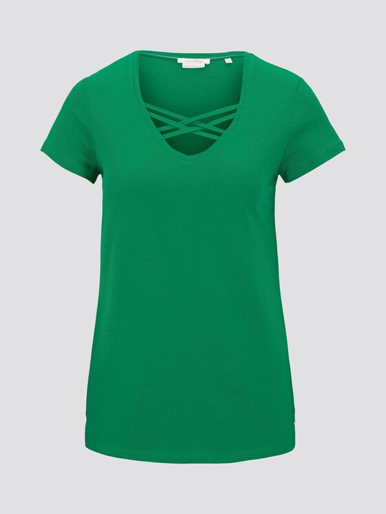 Organic T-shirt with lacing - Women - fresh bright green Organic T-shirt with lacing - Women - fresh bright green - 7 - TOM TAILOR Denim