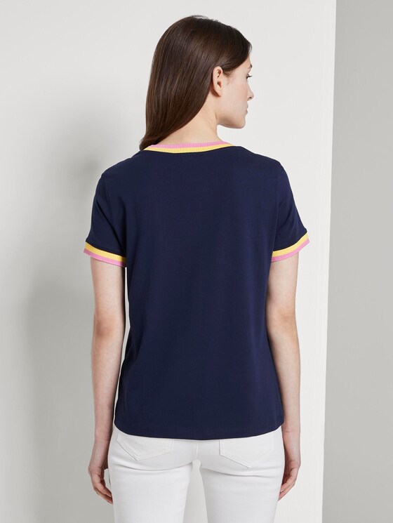 Jersey T-Shirt mit Kontrast-Details - Frauen - Real Navy Blue Jersey T-Shirt mit Kontrast-Details - Frauen - Real Navy Blue - 2 - TOM TAILOR Denim