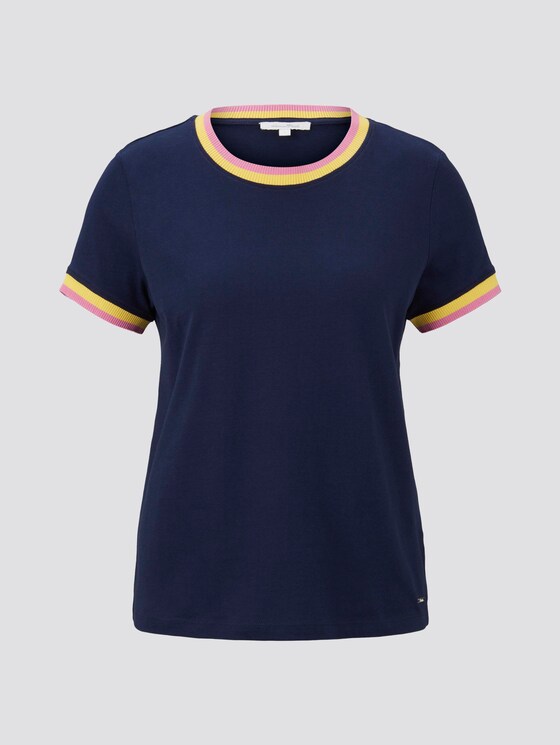 Jersey T-Shirt mit Kontrast-Details - Frauen - Real Navy Blue Jersey T-Shirt mit Kontrast-Details - Frauen - Real Navy Blue - 7 - TOM TAILOR Denim
