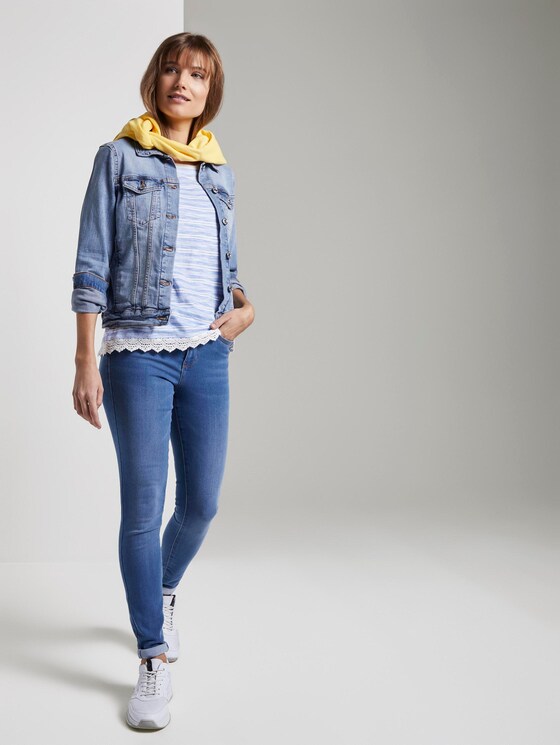 Gestreept T-shirt met gehaakte details - Vrouwen - light blue white stripe Gestreept T-shirt met gehaakte details - Vrouwen - light blue white stripe - 3 - TOM TAILOR Denim