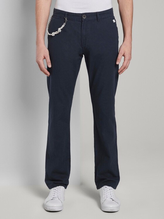 Travis Regular Hose aus Leinengemisch mit Kordelband - Männer - Sky Captain Blue Travis Regular Hose aus Leinengemisch mit Kordelband - Männer - Sky Captain Blue - 1 - TOM TAILOR