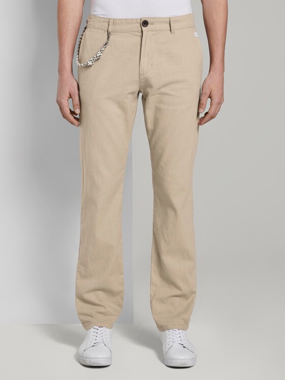 Travis Regular Hose aus Leinengemisch mit Kordelband - Männer - Cashew Beige Travis Regular Hose aus Leinengemisch mit Kordelband - Männer - Cashew Beige - 1 - TOM TAILOR