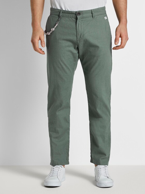 Travis Regular Hose aus Leinengemisch mit Kordelband - Männer - Pale Bark Green Travis Regular Hose aus Leinengemisch mit Kordelband - Männer - Pale Bark Green - 1 - TOM TAILOR